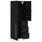 vidaXL Aparador alto madera contrachapada negro 69,5x34x180 cm vidaXL Aparador alto madera contrachapada negro 69,5x34x180 cm