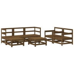 vidaXL Juego de muebles jardín 7 pzas madera maciza pino marrón miel