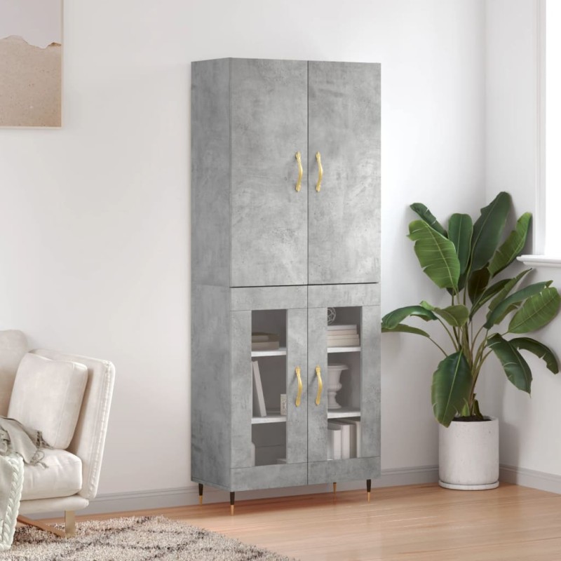 vidaXL Aparador alto madera contrachapada gris hormigón 69,5x34x180 cm vidaXL Aparador alto madera contrachapada gris hormigón 69,5x34x180 cm
