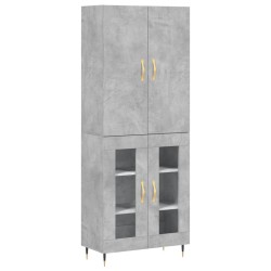 vidaXL Aparador alto madera contrachapada gris hormigón 69,5x34x180 cm