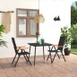 vidaXL Juego de comedor para jardín 3 piezas negro y marrón vidaXL Juego de comedor para jardín 3 piezas negro y marrón