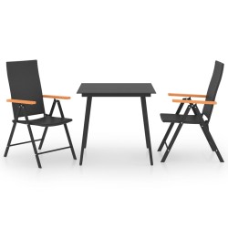 vidaXL Juego de comedor para jardín 3 piezas negro y marrón