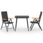 vidaXL Juego de comedor para jardín 3 piezas negro y marrón vidaXL Juego de comedor para jardín 3 piezas negro y marrón