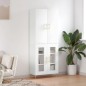 vidaXL Aparador alto madera contrachapada blanco brillo 69,5x34x180 cm