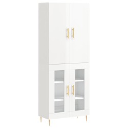 vidaXL Aparador alto madera contrachapada blanco brillo 69,5x34x180 cm