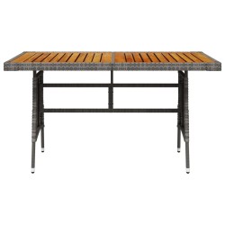 vidaXL Mesa de jardín ratán PE y acacia maciza gris 130x70x72 cm