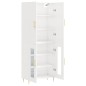 vidaXL Aparador alto madera contrachapada blanco brillo 69,5x34x180 cm