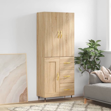 vidaXL Aparador alto madera contrachapada color roble 69,5x34x180 cm
