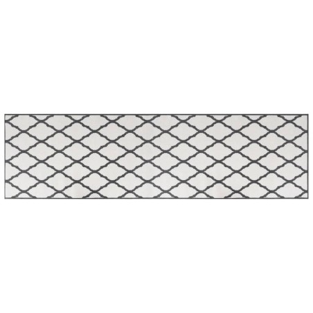vidaXL Alfombra de exterior gris y blanca reversible 80x250 cm