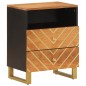vidaXL Mesita de noche madera maciza mango marrón y negro 50x33x60 c