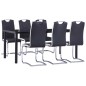 vidaXL Juego de comedor 7 piezas cuero sintético negro