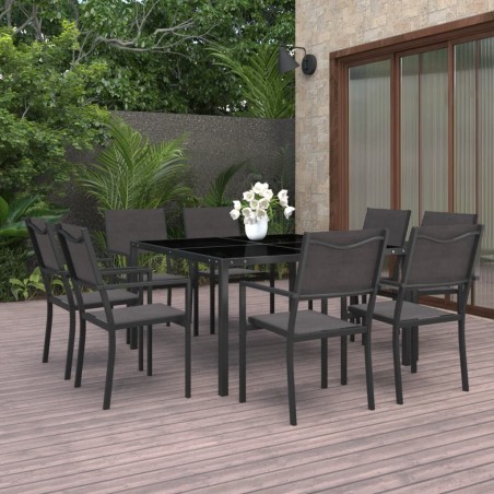 vidaXL Juego de comedor de jardín 9 piezas acero