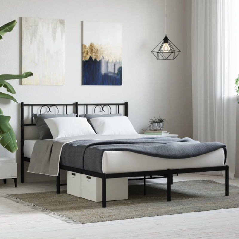 vidaXL Estructura de cama con cabecero metal negro 120x200 cm