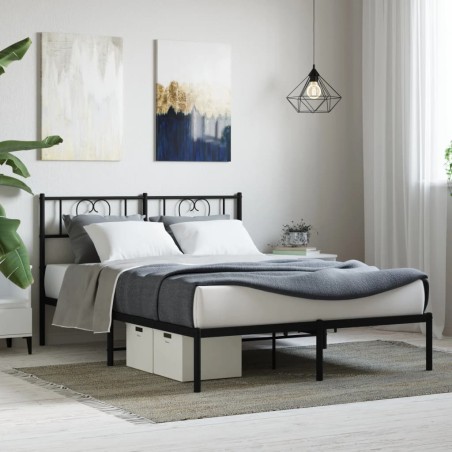 vidaXL Estructura de cama con cabecero metal negro 120x200 cm