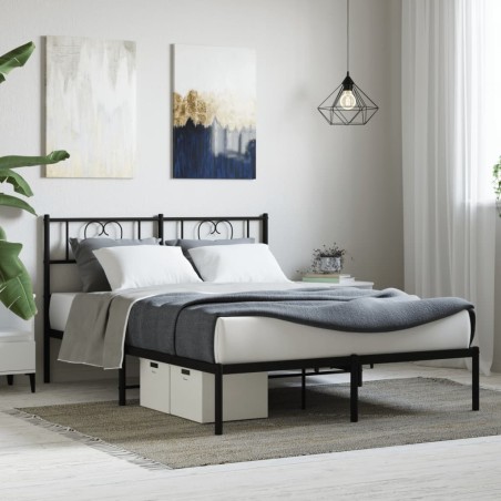 vidaXL Estructura de cama con cabecero metal negro 140x190 cm