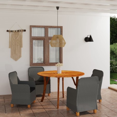 vidaXL Juego de comedor para jardín de 5 piezas gris claro