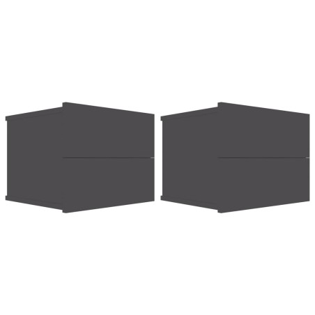 vidaXL Mesitas de noche 2 uds madera contrachapada gris 40x30x30 cm