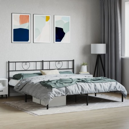 vidaXL Estructura de cama con cabecero metal negro 183x213 cm