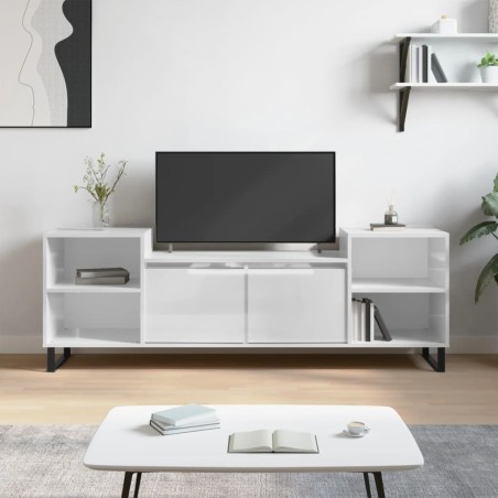 vidaXL Mueble para TV madera contrachapada blanco brillo 160x35x55 cm