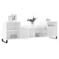 vidaXL Mueble para TV madera contrachapada blanco brillo 160x35x55 cm vidaXL Mueble para TV madera contrachapada blanco brillo 160x35x55 cm