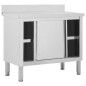 vidaXL Mesa de trabajo puertas correderas acero inox 100x50x(95-97) vidaXL Mesa de trabajo puertas correderas acero inox 100x50x(95-97)