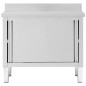 vidaXL Mesa de trabajo puertas correderas acero inox 100x50x(95-97) vidaXL Mesa de trabajo puertas correderas acero inox 100x50x(95-97)