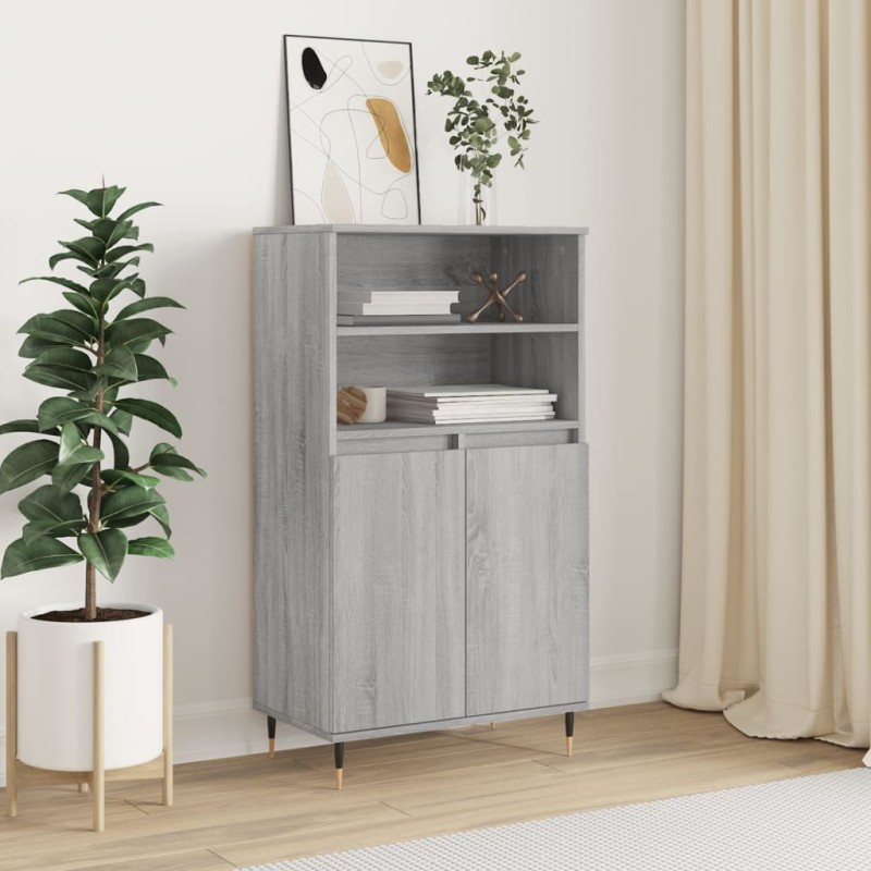 vidaXL Aparador alto de madera contrachapada gris Sonoma 60x36x110 cm vidaXL Aparador alto de madera contrachapada gris Sonoma 60x36x110 cm