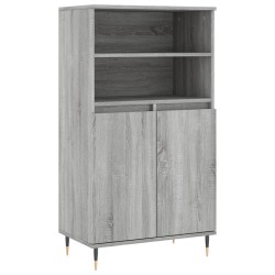 vidaXL Aparador alto de madera contrachapada gris Sonoma 60x36x110 cm