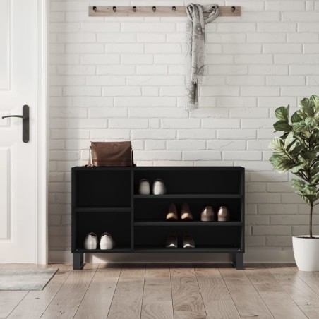 vidaXL Mueble zapatero madera contrachapada negro 102x36x60 cm