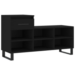 vidaXL Mueble zapatero madera contrachapada negro 102x36x60 cm