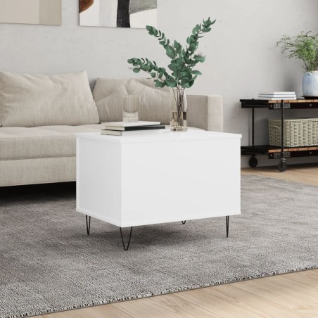 vidaXL Mesa de centro madera contrachapada blanco 60x44,5x45 cm