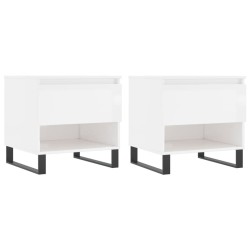 vidaXL Mesas centro 2 uds madera ingeniería blanco brillo 50x46x50 cm