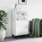 vidaXL Aparador alto madera contrachapada blanco brillo 60x36x110 cm vidaXL Aparador alto madera contrachapada blanco brillo 60x36x110 cm