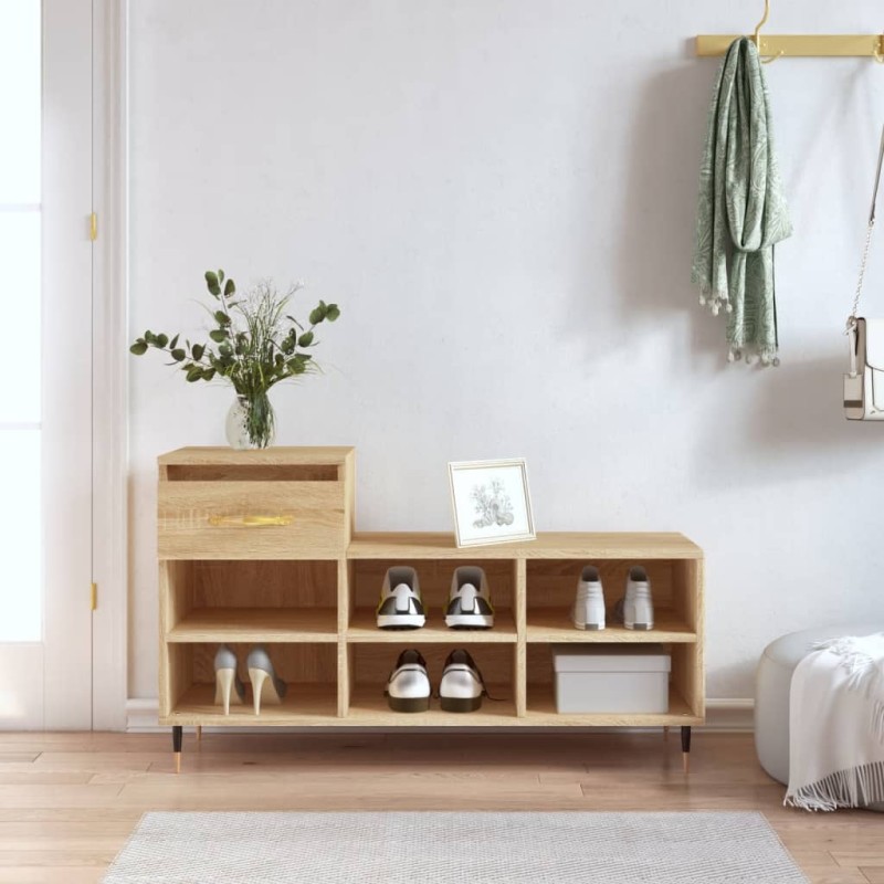 vidaXL Mueble zapatero madera contrachapada roble Sonoma 102x36x60 cm vidaXL Mueble zapatero madera contrachapada roble Sonoma 102x36x60 cm