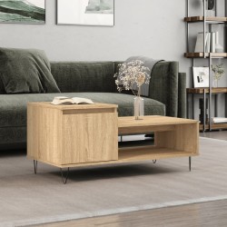 vidaXL Mesa de centro madera contrachapada roble Sonoma 100x50x45 cm