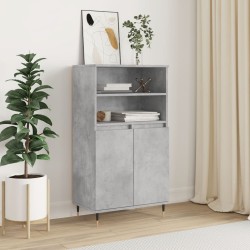 vidaXL Aparador alto madera contrachapada gris hormigón 60x36x110 cm