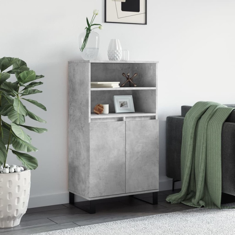 vidaXL Aparador alto madera contrachapada gris hormigón 60x36x110 cm vidaXL Aparador alto madera contrachapada gris hormigón 60x36x110 cm