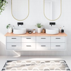 vidaXL Encimera baño madera maciza tratada marrón claro 200x60x(2-4)cm