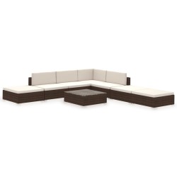 vidaXL Set muebles de jardín 8 piezas y cojines ratán sintético marrón