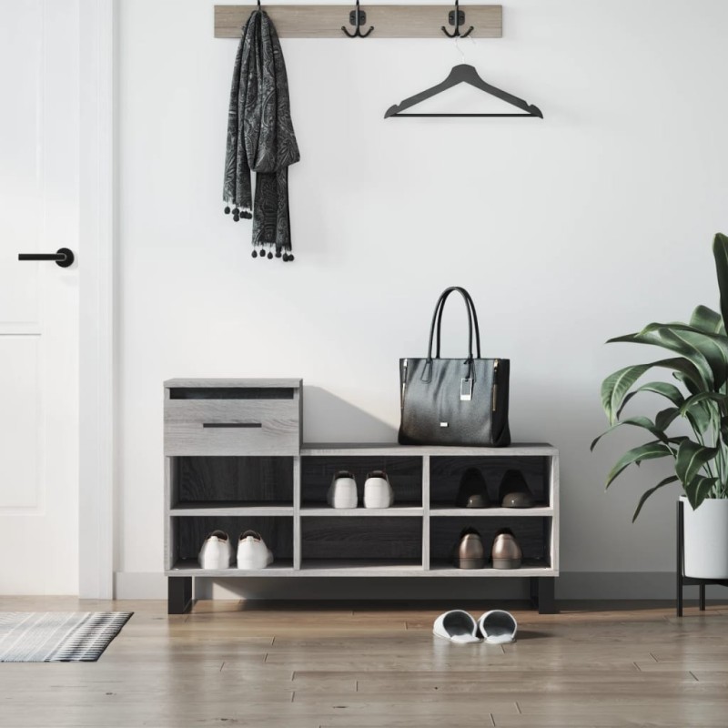 vidaXL Mueble zapatero madera contrachapada gris Sonoma 102x36x60 cm vidaXL Mueble zapatero madera contrachapada gris Sonoma 102x36x60 cm