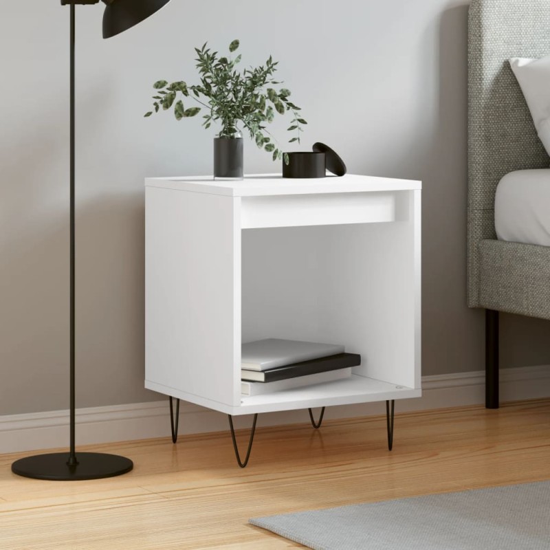 vidaXL Mesita de noche madera contrachapada blanco 40x35x50 cm vidaXL Mesita de noche madera contrachapada blanco 40x35x50 cm