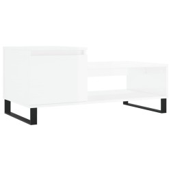 vidaXL Mesa de centro madera contrachapada blanco brillo 100x50x45 cm