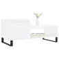vidaXL Mesa de centro madera contrachapada blanco brillo 100x50x45 cm