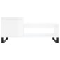 vidaXL Mesa de centro madera contrachapada blanco brillo 100x50x45 cm