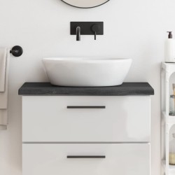 vidaXL Encimera baño madera maciza tratada gris oscuro 80x30x(2-4) cm