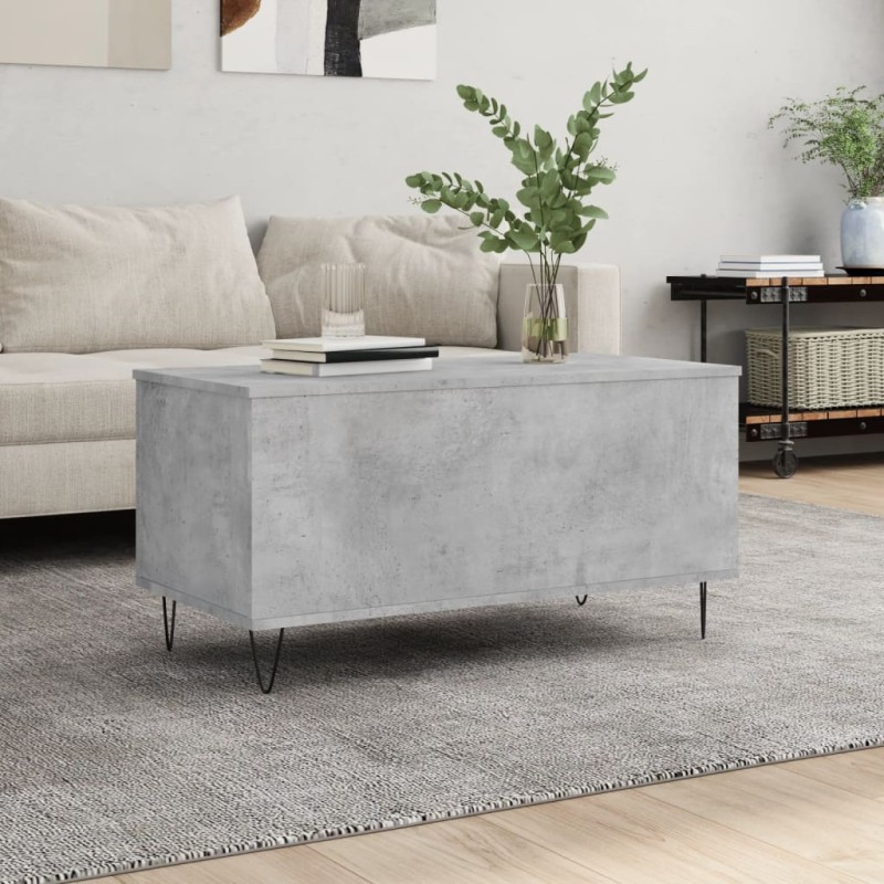 vidaXL Mesa de centro madera contrachapada gris hormigón 90x44,5x45 cm vidaXL Mesa de centro madera contrachapada gris hormigón 90x44,5x45 cm