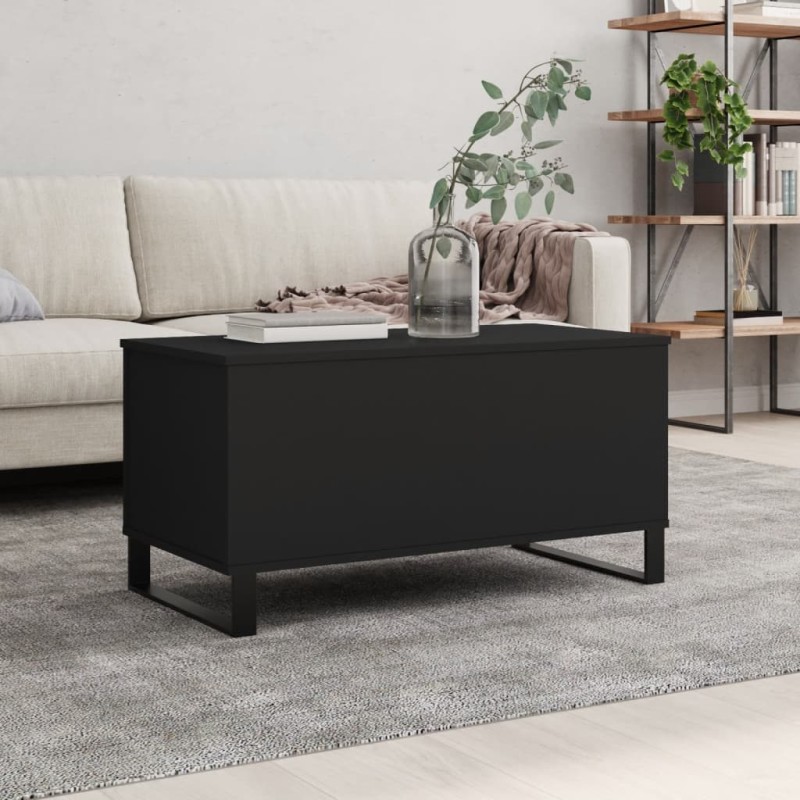 vidaXL Mesa de centro madera contrachapada negro 90x44,5x45 cm vidaXL Mesa de centro madera contrachapada negro 90x44,5x45 cm
