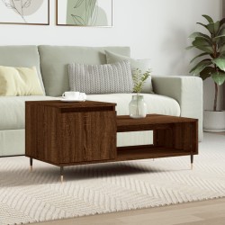 vidaXL Mesa de centro madera contrachapada roble marrón 100x50x45 cm