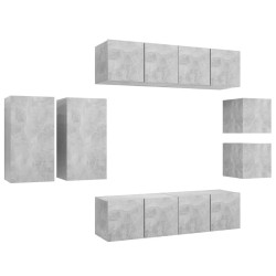 vidaXL Set muebles de salón TV 8 pzas madera ingeniería gris hormigón