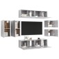 vidaXL Set muebles de salón TV 8 pzas madera ingeniería gris hormigón